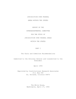 Jurisdiction Over Federal Areas Within the States