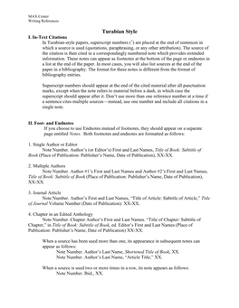 I. In-Text Citations in Turabian-Style Papers, Superscript Numbers