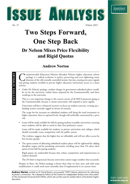 Two Steps Forward, One Step Back Dr Nelson Mixes Price Flexibility and Rigid Quotas Andrew Norton