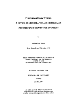 A Review of Ethnographic and Historically Recorded Dentaliurn Source Locations