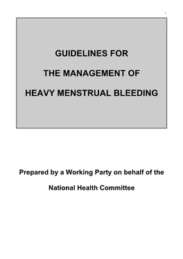 Guidelines for the Management of Heavy Menstrual Bleeding