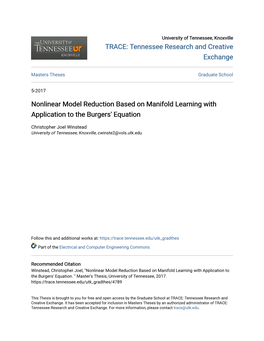 Nonlinear Model Reduction Based on Manifold Learning with Application to the Burgers' Equation