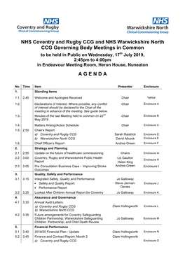 NHS Coventry and Rugby CCG and NHS Warwickshire North CCG