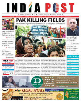 PAK KILLING FIELDS International Organizations Term Pakistan As Killing Field for Minorities