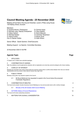 Council Meeting Agenda - 25 November 2020 - Agenda