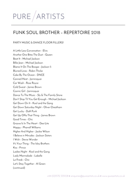 Funk Soul Brother – Repertoire 2018