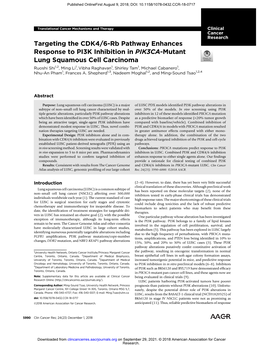 Targeting the CDK4/6-Rb Pathway Enhances Response to PI3K