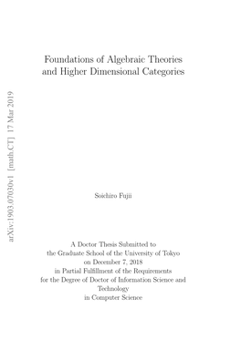 Foundations of Algebraic Theories and Higher Dimensional Categories