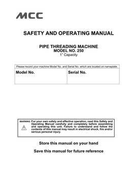Safety and Operating Manual
