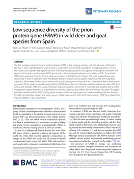 Low Sequence Diversity of the Prion Protein Gene (PRNP) in Wild Deer and Goat Species from Spain