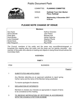 (Public Pack)Agenda Document for Babergh Planning Committee, 06/12/2017 09:30