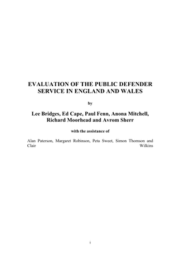 The Context of the Public Defender Service in England and Wales and Research Methodology 1