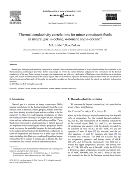 Thermal Conductivity Correlations for Minor Constituent Fluids in Natural