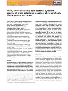 Asaia, a Versatile Acetic Acid Bacterial Symbiont, Capable of Cross-Colonizing Insects of Phylogenetically