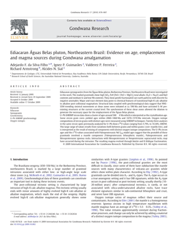 Ediacaran Águas Belas Pluton, Northeastern Brazil: Evidence on Age, Emplacement and Magma Sources During Gondwana Amalgamation