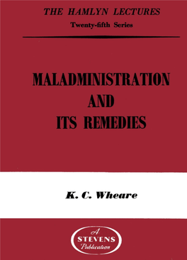 Maladministration and Its Remedies