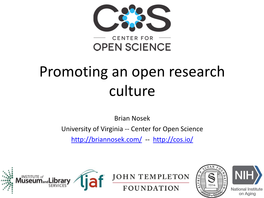 Promoting an Open Research Culture