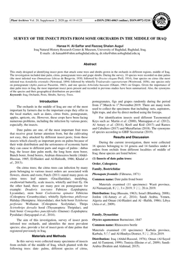 Survey of the Insect Pests from Some Orchards in the Middle of Iraq