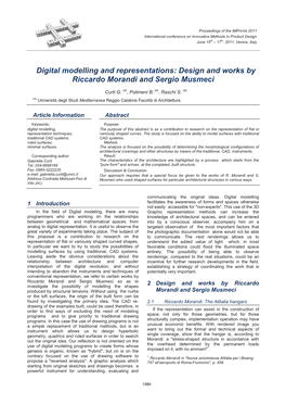 Digital Modelling and Representations: Design and Works by Riccardo Morandi and Sergio Musmeci