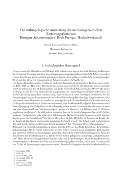 Die Anthropologische Auswertung Der Merowingerzeitlichen Bestattungsplätze Von Ebringen ‚Scharretenacker', Kreis Breisgau