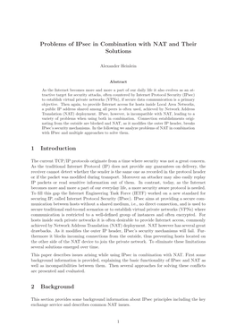 Problems of Ipsec in Combination with NAT and Their Solutions