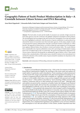 Geographic Pattern of Sushi Product Misdescription in Italy—A Crosstalk Between Citizen Science and DNA Barcoding