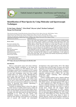 Identification of Meat Species by Using Molecular and Spectroscopic Techniques