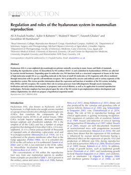 Regulation and Roles of the Hyaluronan System in Mammalian Reproduction