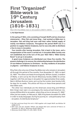 Bible-Work in 19Th Century Jerusalem