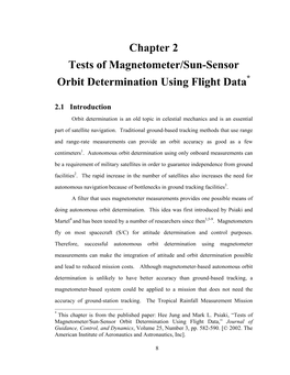 Chapter 2 Tests of Magnetometer/Sun-Sensor Orbit Determination Using Flight Data*