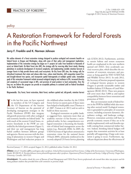 A Restoration Framework for Federal Forests in the Pacific Northwest