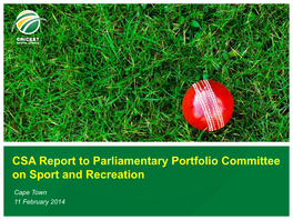 CSA Report to Parliamentary Portfolio Committee on Sport and Recreation