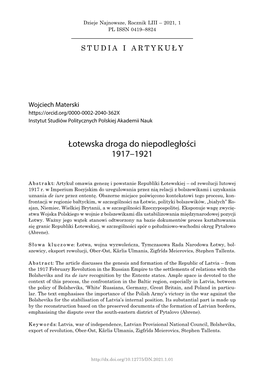 Łotewska Droga Do Niepodległości 1917–1921