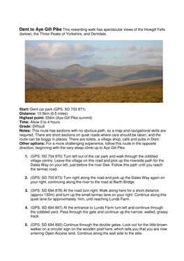 Dent to Aye Gill Pike This Rewarding Walk Has Spectacular Views of the Howgill Fells (Below), the Three Peaks of Yorkshire, and Dentdale