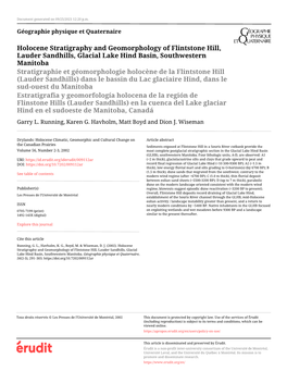 Holocene Stratigraphy and Geomorphology of Flintstone Hill