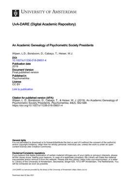 An Academic Genealogy of Psychometric Society Presidents