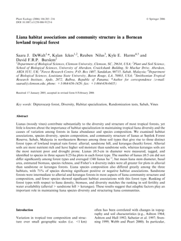 Liana Habitat Associations and Community Structure in a Bornean Lowland Tropical Forest