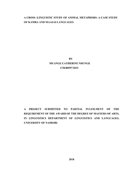 A Cross -Linguistic Study of Animal Metaphors: a Case Study of Kamba and Maasai Languages