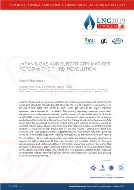 Japan's Gas and Electricity Market Reform: the Third Revolution