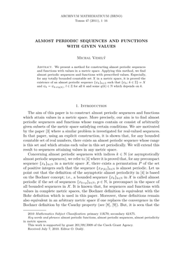 Almost Periodic Sequences and Functions with Given Values