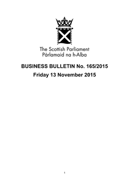 BUSINESS BULLETIN No. 165/2015 Friday 13 November 2015