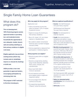 Single Family Home Loan Guarantees