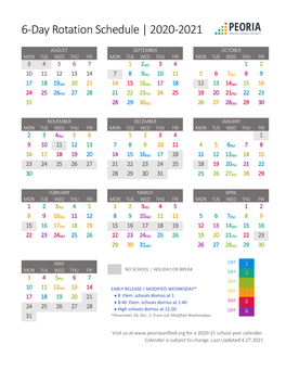 Peoria Unified School District 6-Day Rotation Schedule