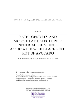 Pathogenicity and Molecular Detection of Nectriaceous Fungi Associated with Black Root Rot of Avocado