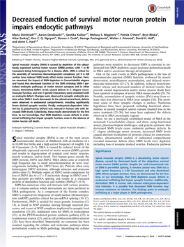 Decreased Function of Survival Motor Neuron Protein Impairs Endocytic