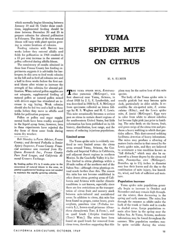 Yuma Spider Mite on Citrus Can Be Con- Ing and Easily Skipped