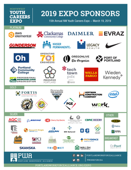 2019 EXPO SPONSORS 15Th Annual NW Youth Careers Expo - March 19, 2019