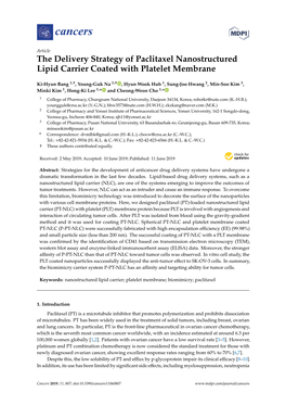 The Delivery Strategy of Paclitaxel Nanostructured Lipid Carrier Coated with Platelet Membrane