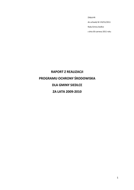 Raport Z Realizacji Programu Ochrony Środowiska Dla Gminy Siedlce Za Lata 2009-2010