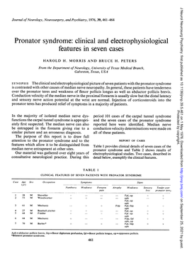 Pronator Syndrome: Clinical and Electrophysiological Features in Seven Cases